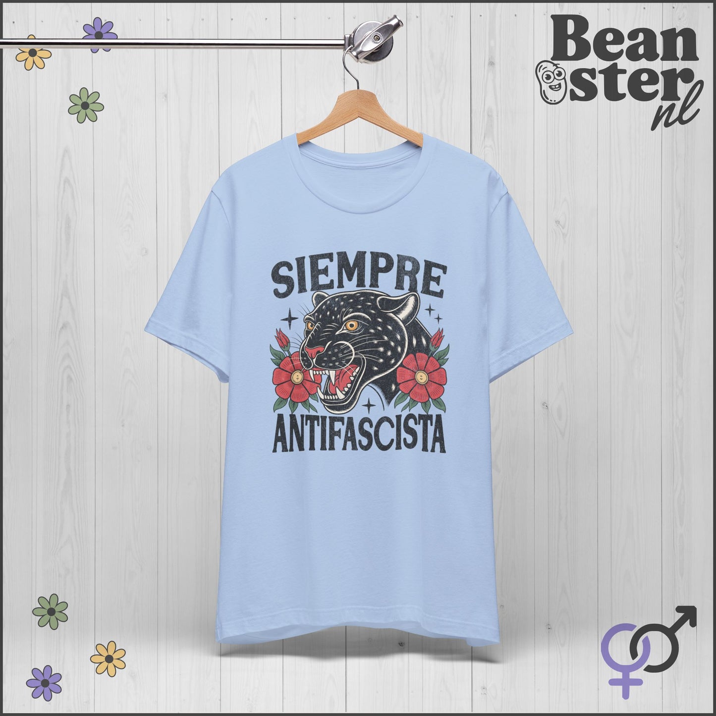 Floral Black Panther Shirt – Siempre Antifascista Tee 🌹