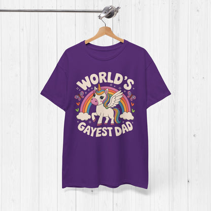 Worlds Gayest Dad T-Shirt – Rainbow Unicorn