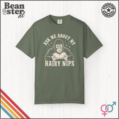 Ask Me About My Hair Nips Funny Weird Humor T-Shirt