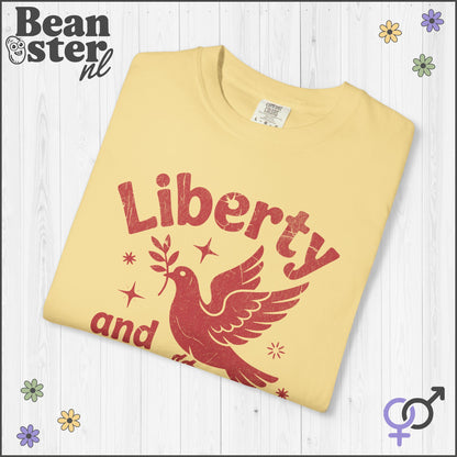 Liberty &amp; Justice For All Peace Pigeon Activist Tee