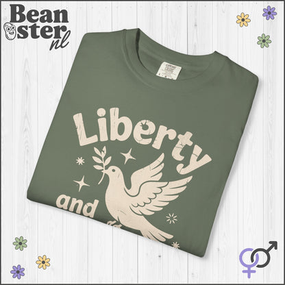 Liberty &amp; Justice For All Peace Pigeon Activist Tee