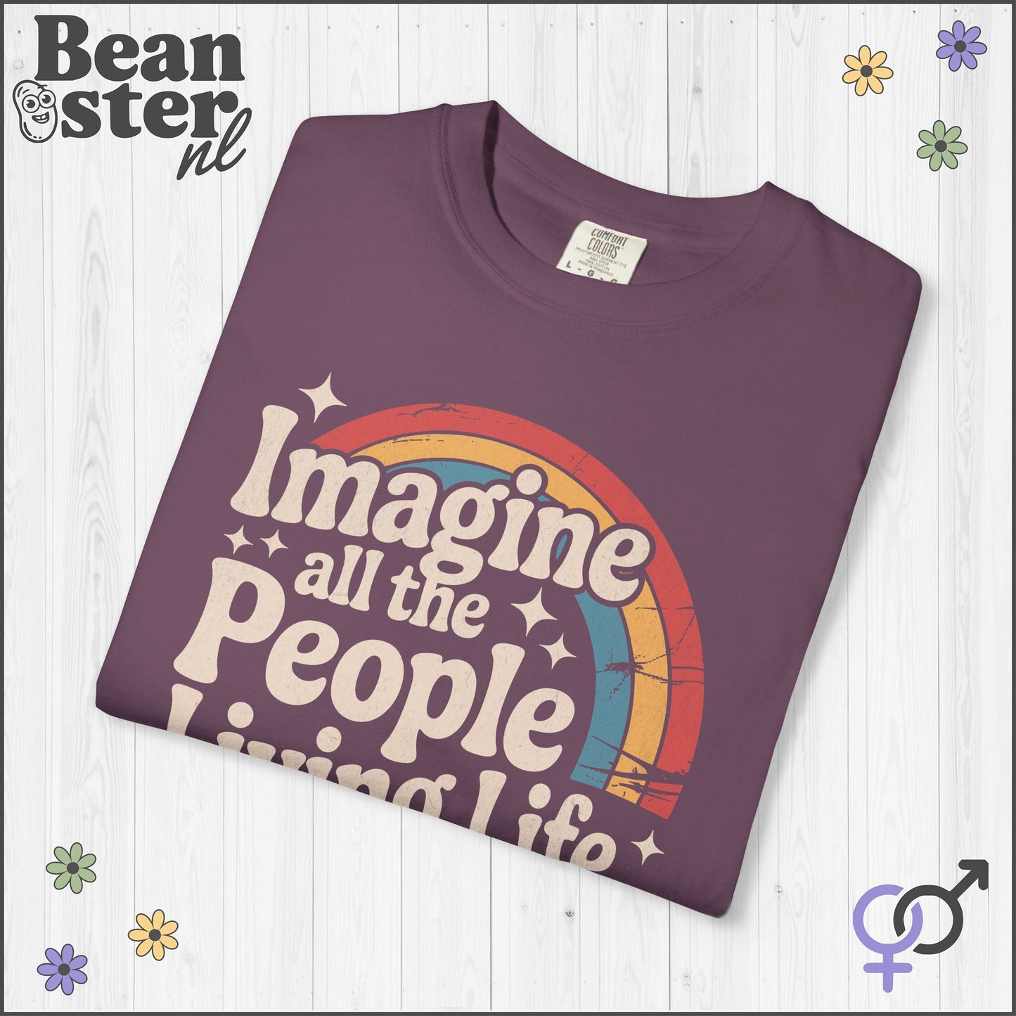 Imagine Peace Activist T-Shirt – Retro Rainbow Design