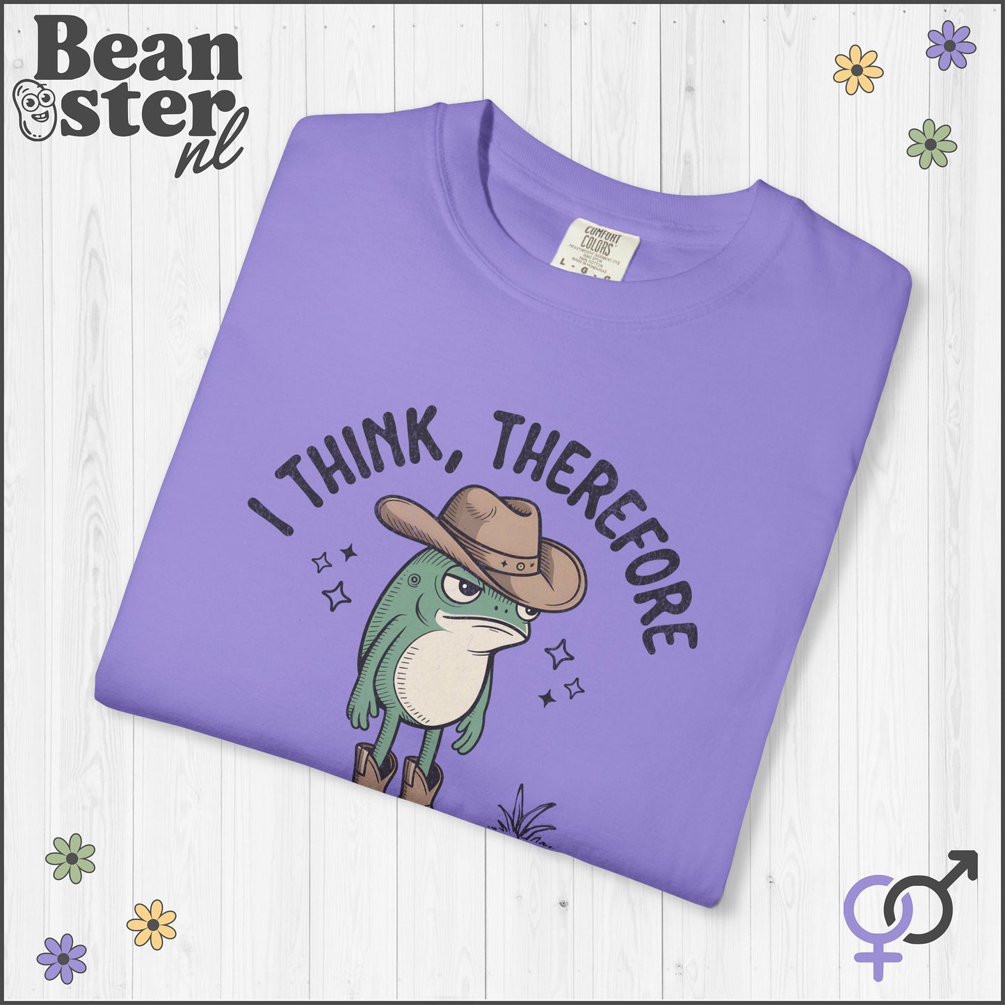 Funny Tired Frog Meme T-Shirt – I Think Therefore I’m Tired AF