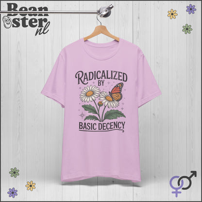Radicalized By Basic Decency Floral Graphic Tee