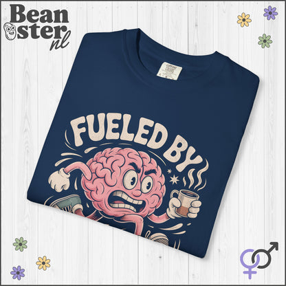 Fueled By Caffeine And Rage Funny Cartoon Brain Shirt