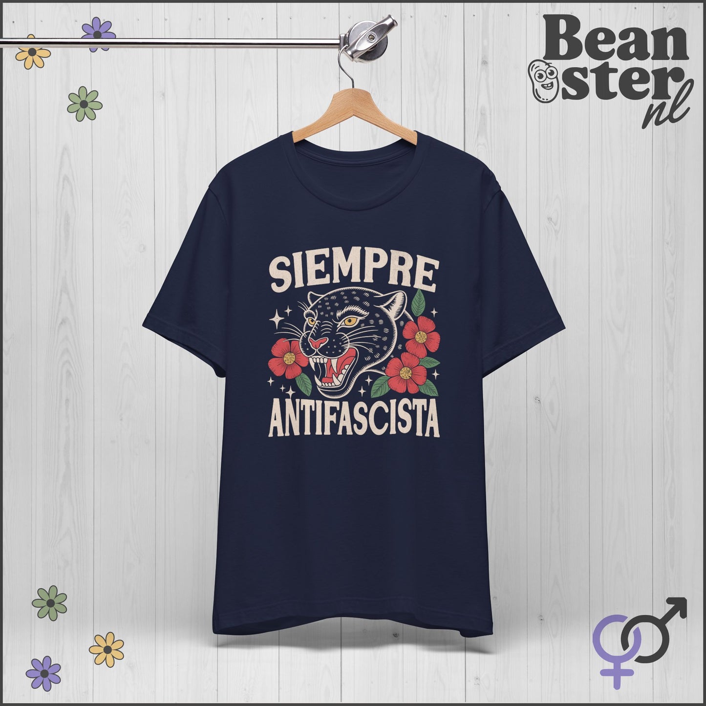 Floral Black Panther Shirt – Siempre Antifascista Tee 🌹