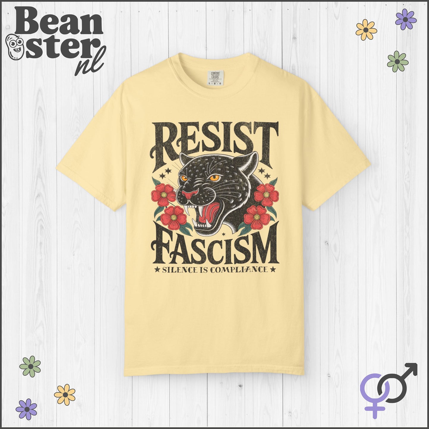Resist Fascism Shirt – Retro Floral Panther