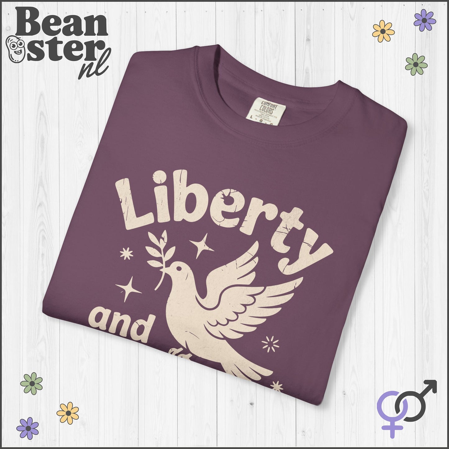 Liberty &amp; Justice For All Peace Pigeon Activist Tee