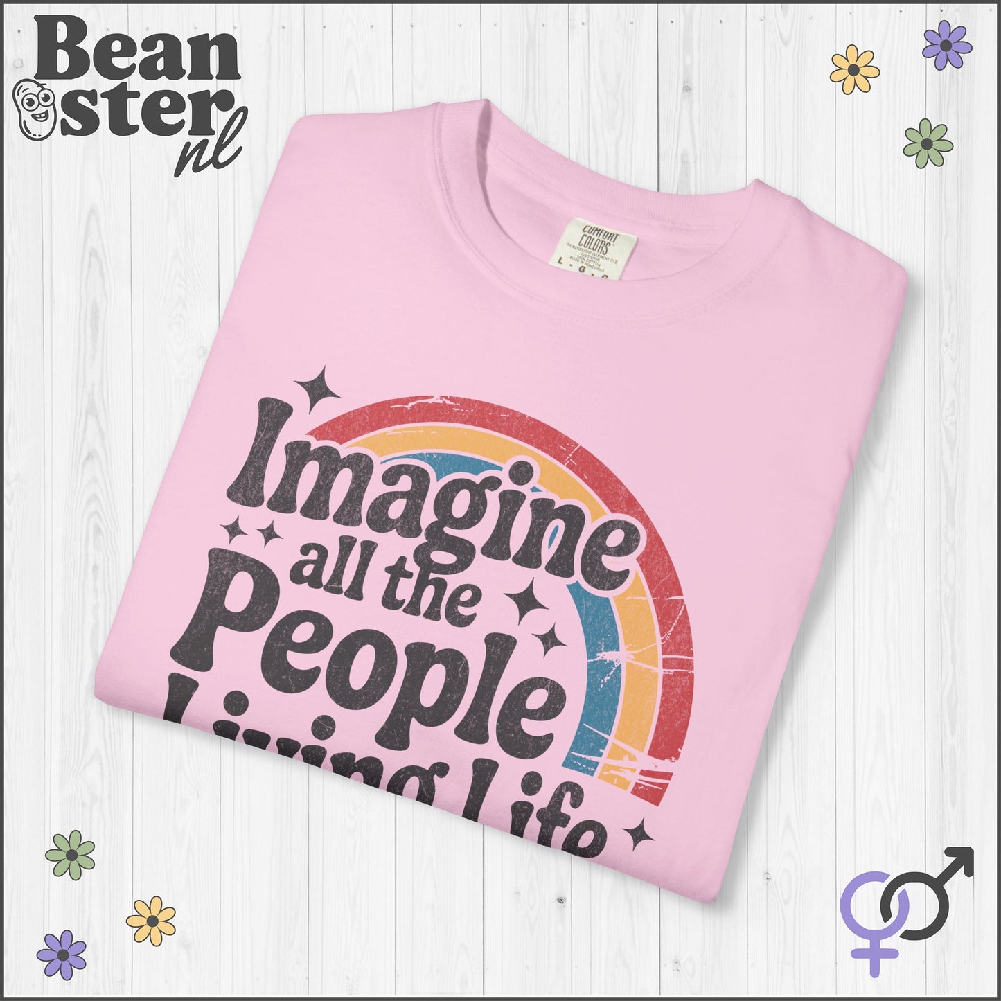 Imagine Peace Activist T-Shirt – Retro Rainbow Design