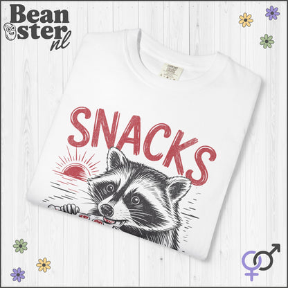 Snacks Make Me Nicer Raccoon Shirt | Funny Graphic Tee