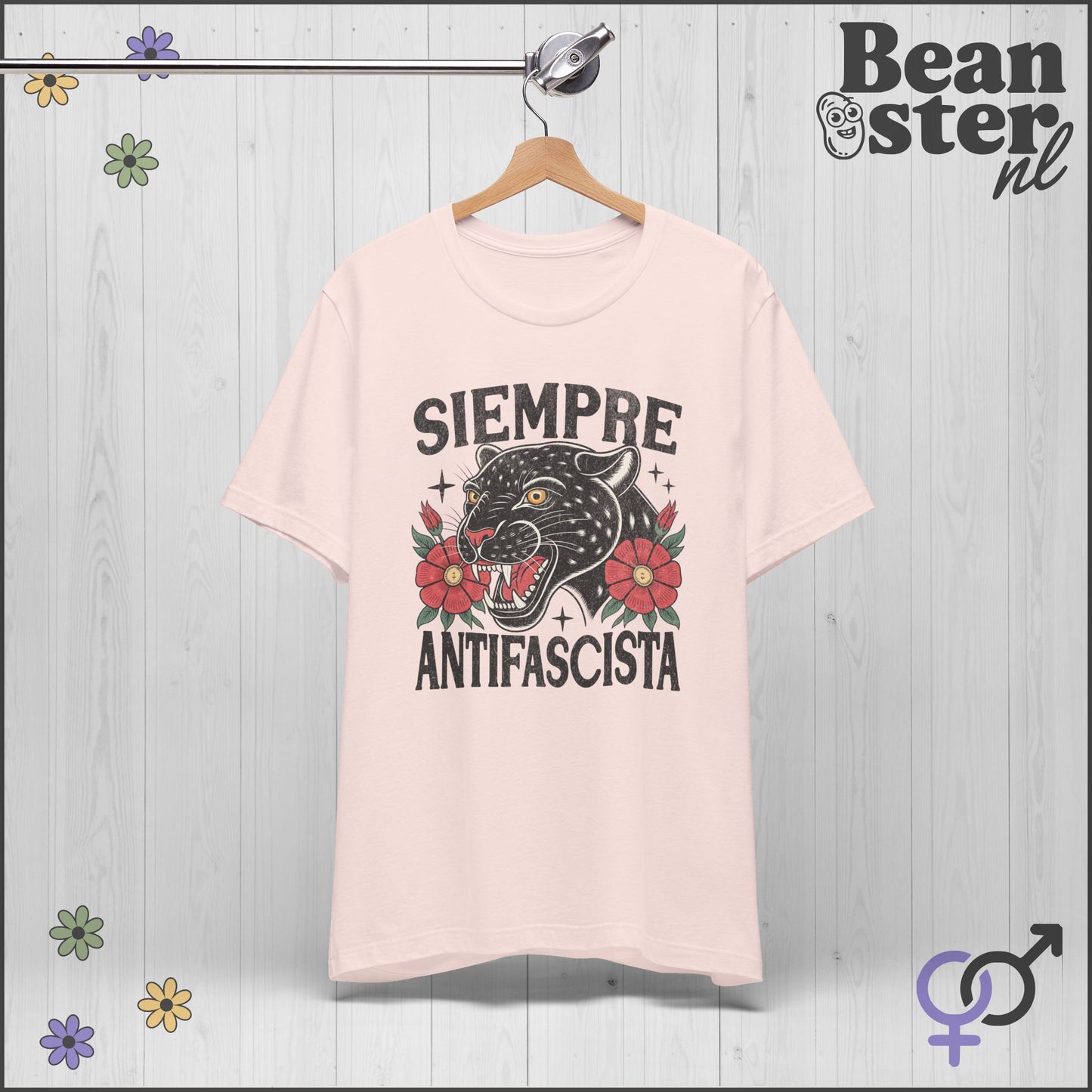 Floral Black Panther Shirt – Siempre Antifascista Tee 🌹