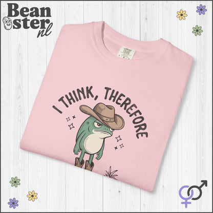 Funny Tired Frog Meme T-Shirt – I Think Therefore I’m Tired AF