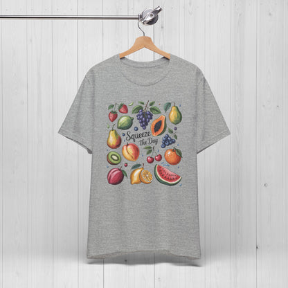 Tropical Summer Fruits Grid Tee – Cute Vegan Style