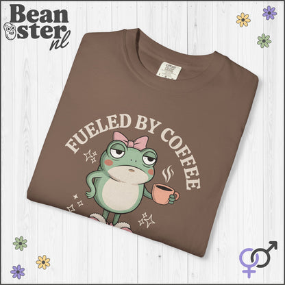 Coffee & Hormonal Chaos Funny Frog Graphic Tee