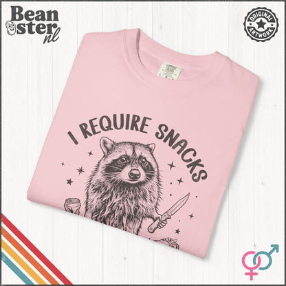 I Require Snacks T-Shirt – Funny Food Lover Tee