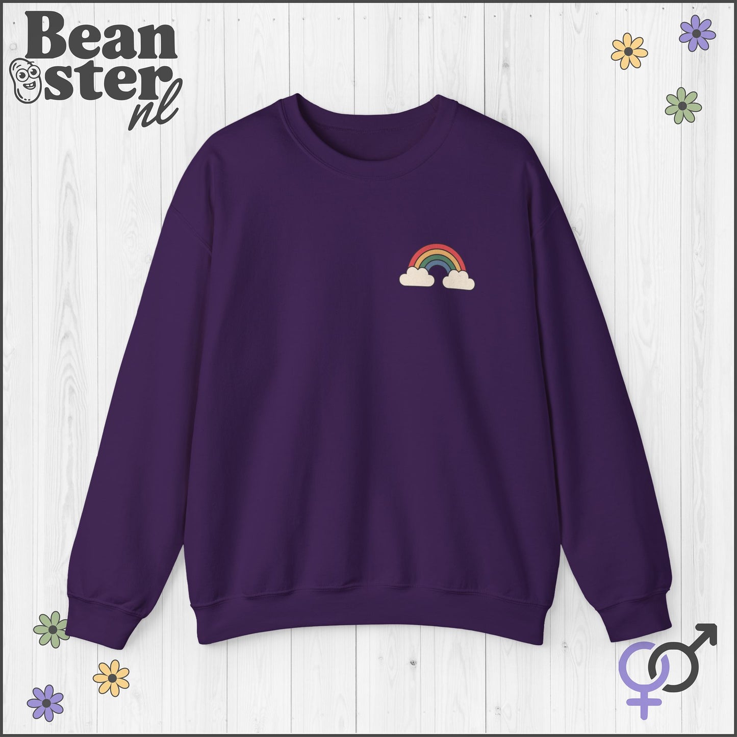 Groovy Flower Sweatshirt – Big Fan of Human Rights Back & Front