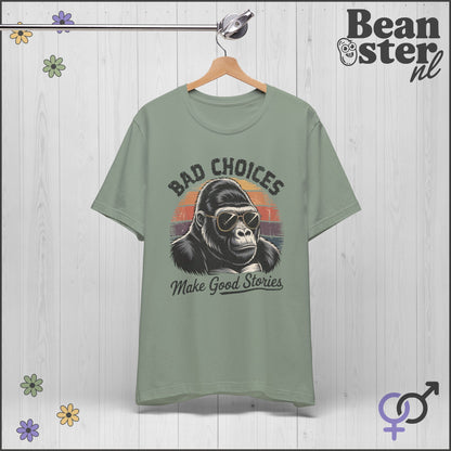 Bad Choices Gorilla Shirt – Retro Funny Graphic Tee