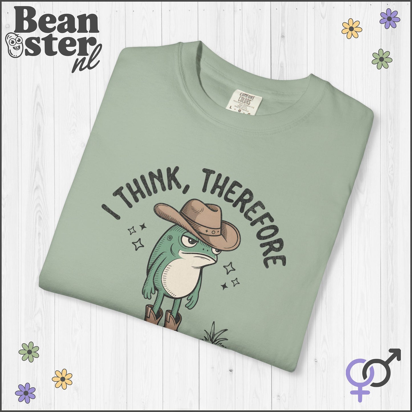 Funny Tired Frog Meme T-Shirt – I Think Therefore I’m Tired AF