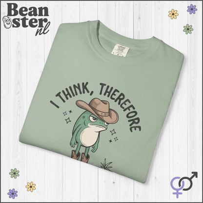 Funny Tired Frog Meme T-Shirt – I Think Therefore I’m Tired AF