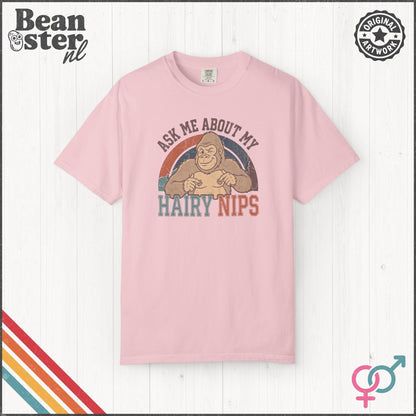 Ask Me About My Hair Nips Shirt - Funny Gorilla Nipple T-Shirt