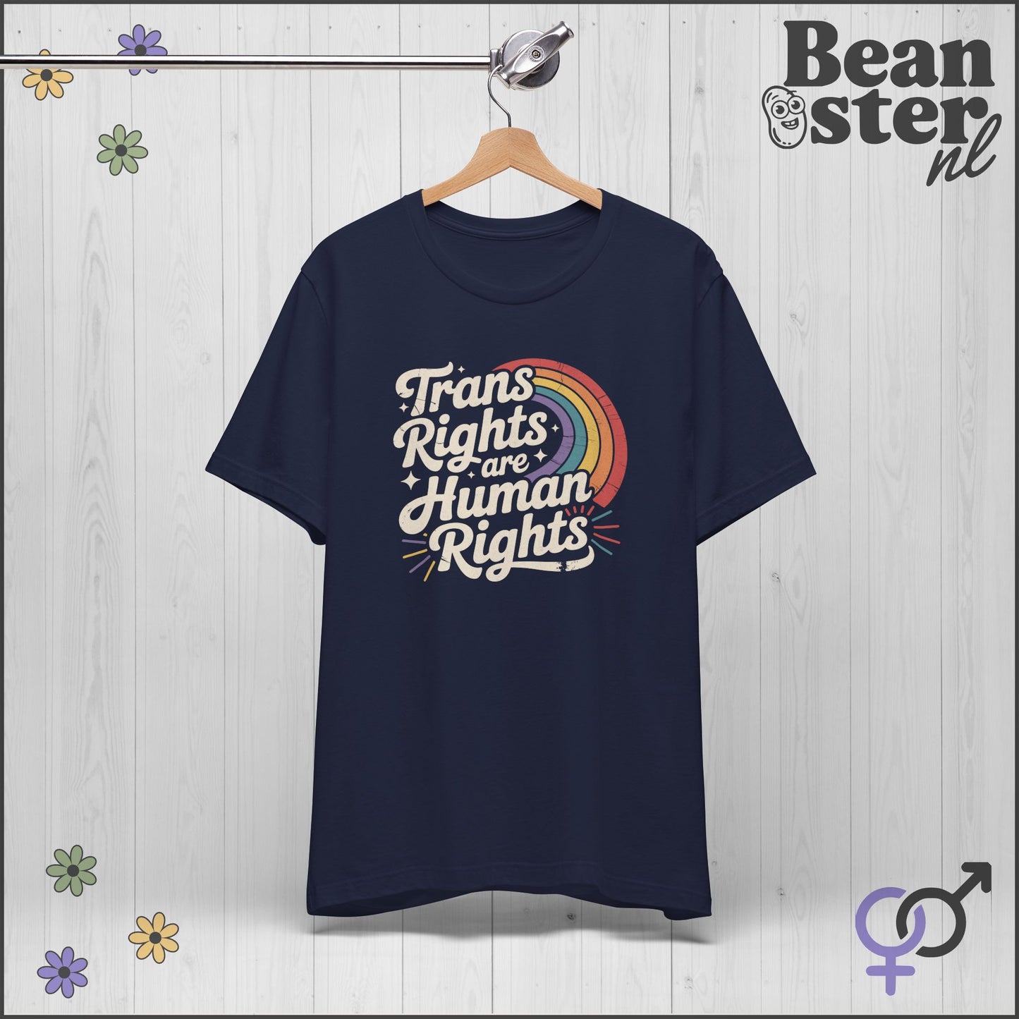 Trans Rights Human Rights Retro Rainbow T-Shirt 🌈