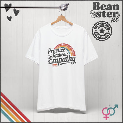 Practice Radical Empathy Tee – Retro Rainbow T-Shirt