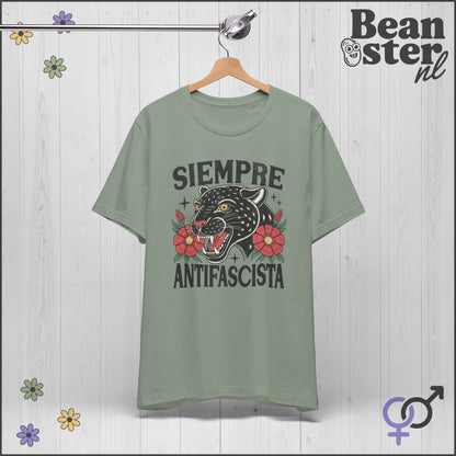 Floral Black Panther Shirt – Siempre Antifascista Tee 🌹