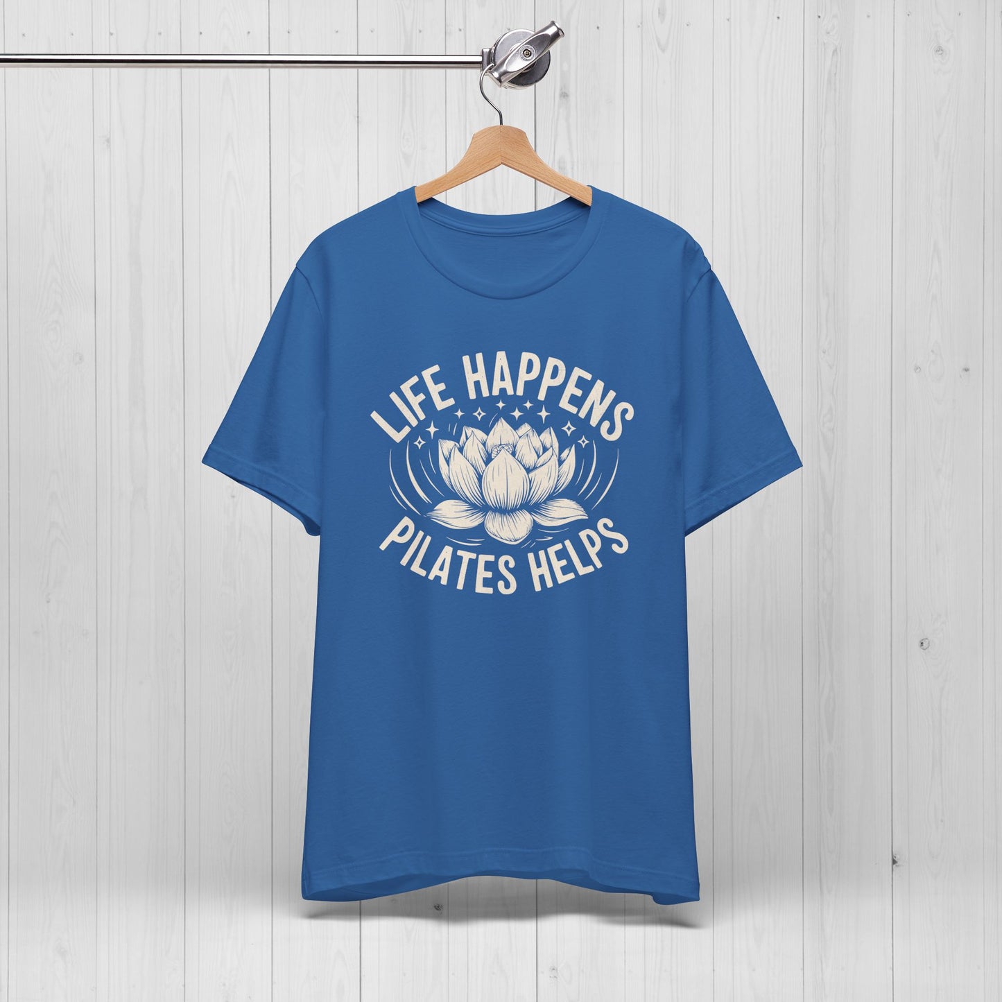 Life Happens Pilates Helps Shirt – Yoga Tee with Lotus