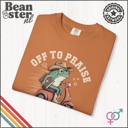 Off To Praise The Lord Frog T-Shirt – Funny Christian Gift