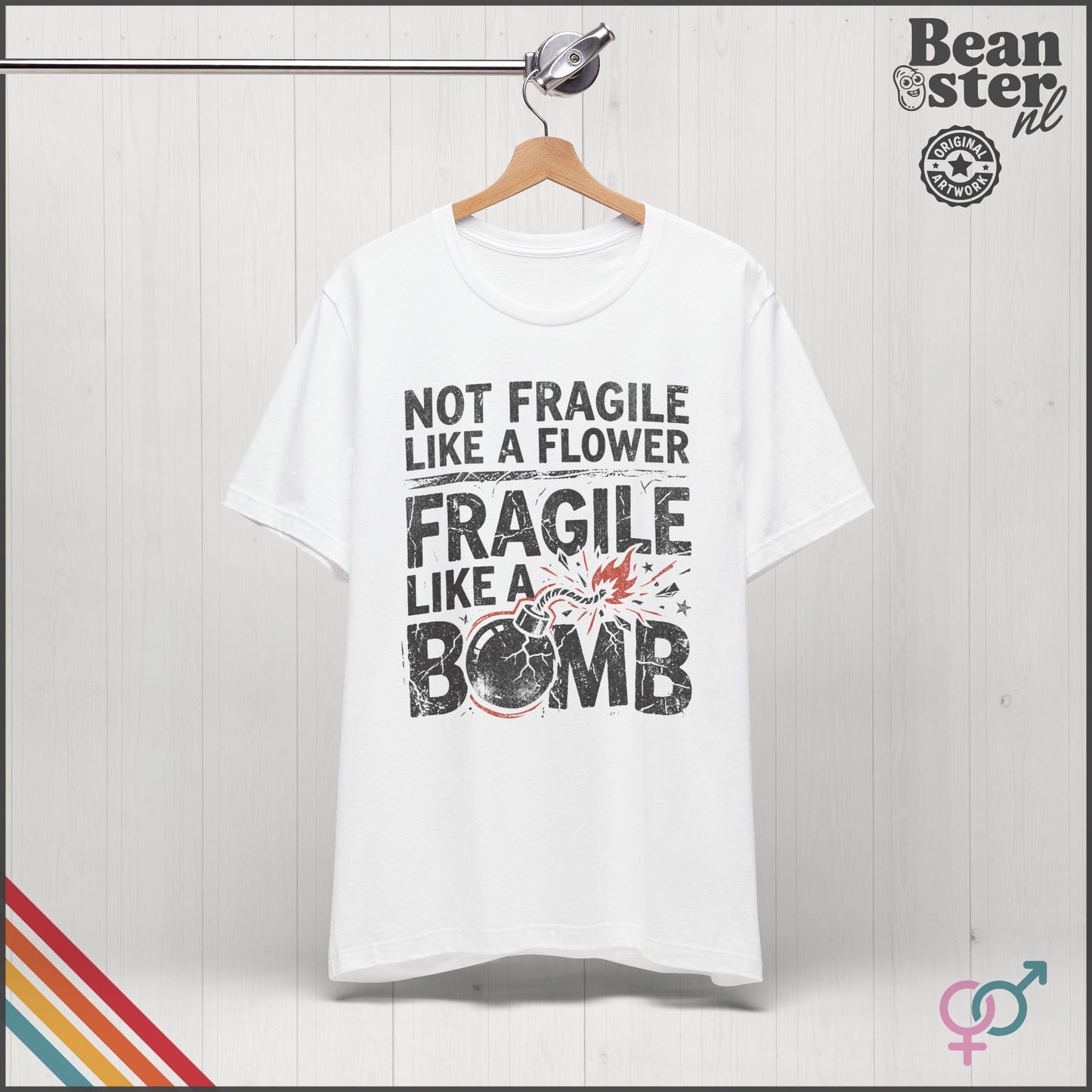 Not Fragile Like a Flower Feminist Bomb T-Shirt