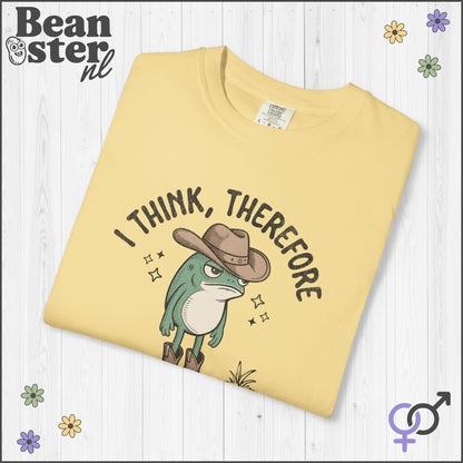 Funny Tired Frog Meme T-Shirt – I Think Therefore I’m Tired AF