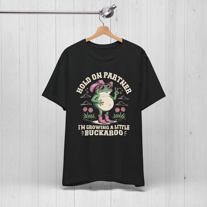 Funny Pregnancy Shirt – Hold On Partner I'm Pregnant Frog Tee