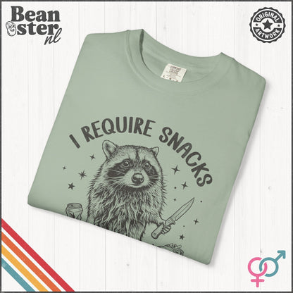 I Require Snacks T-Shirt – Funny Food Lover Tee
