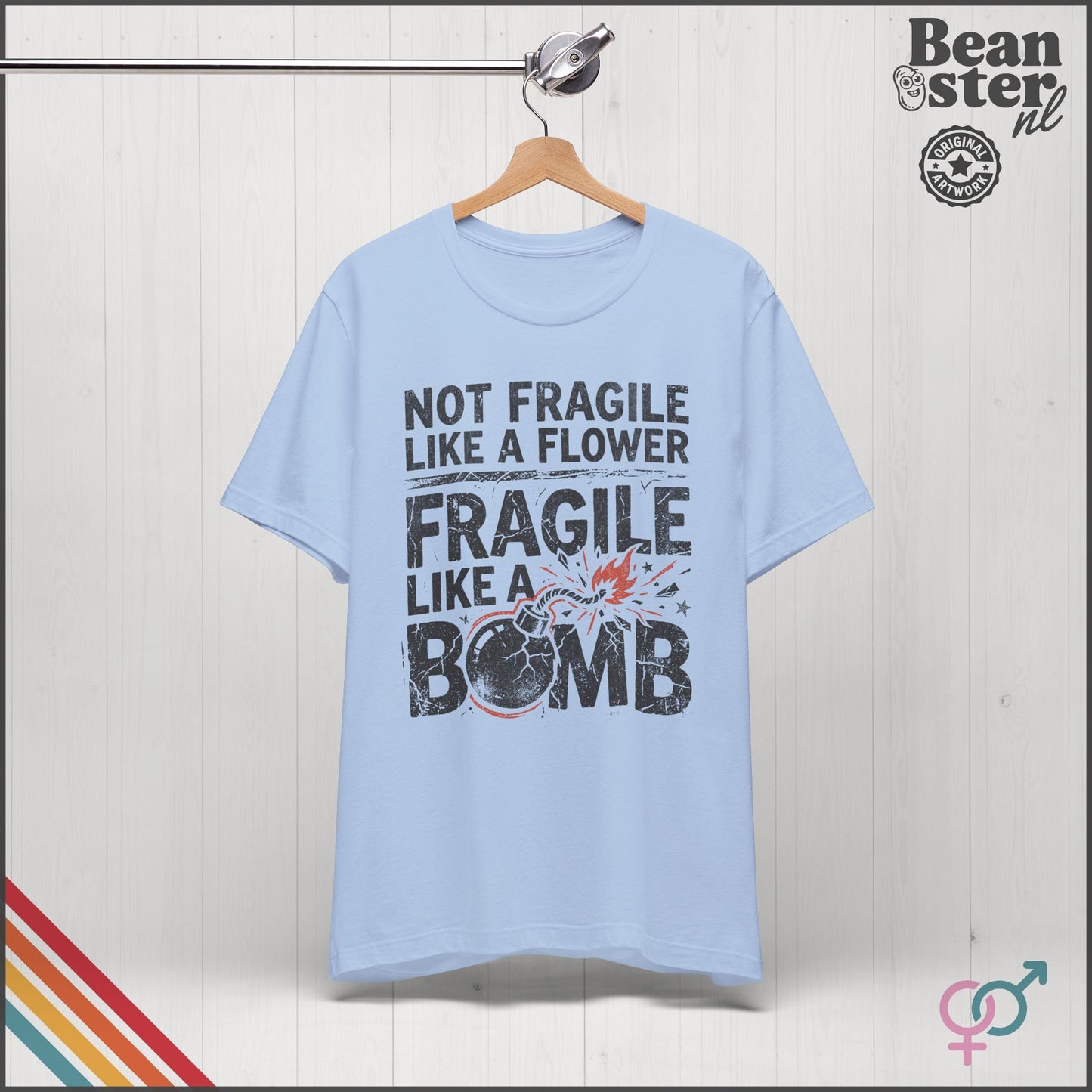 Not Fragile Like a Flower Feminist Bomb T-Shirt