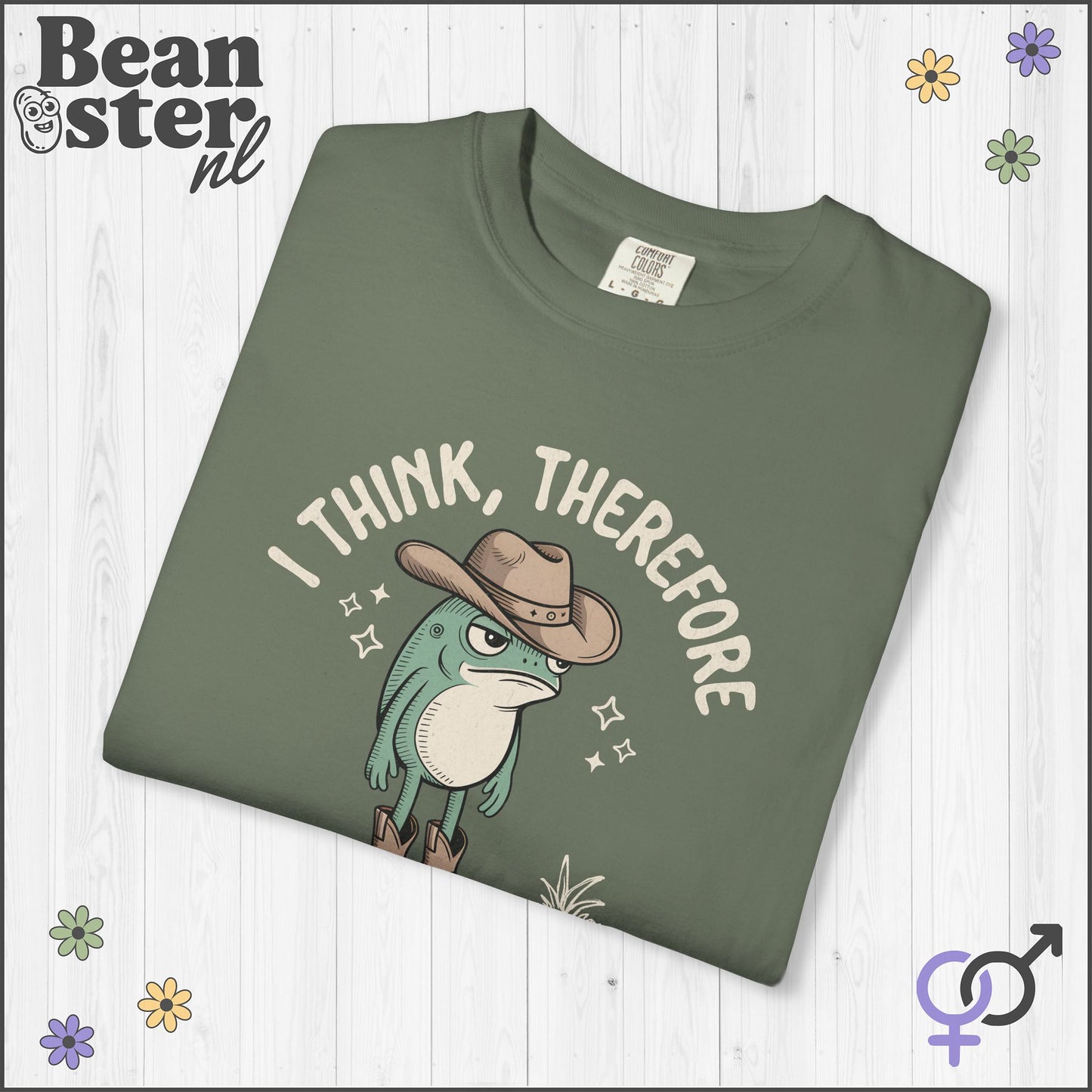 Funny Tired Frog Meme T-Shirt – I Think Therefore I’m Tired AF