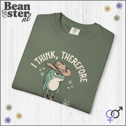 Funny Tired Frog Meme T-Shirt – I Think Therefore I’m Tired AF