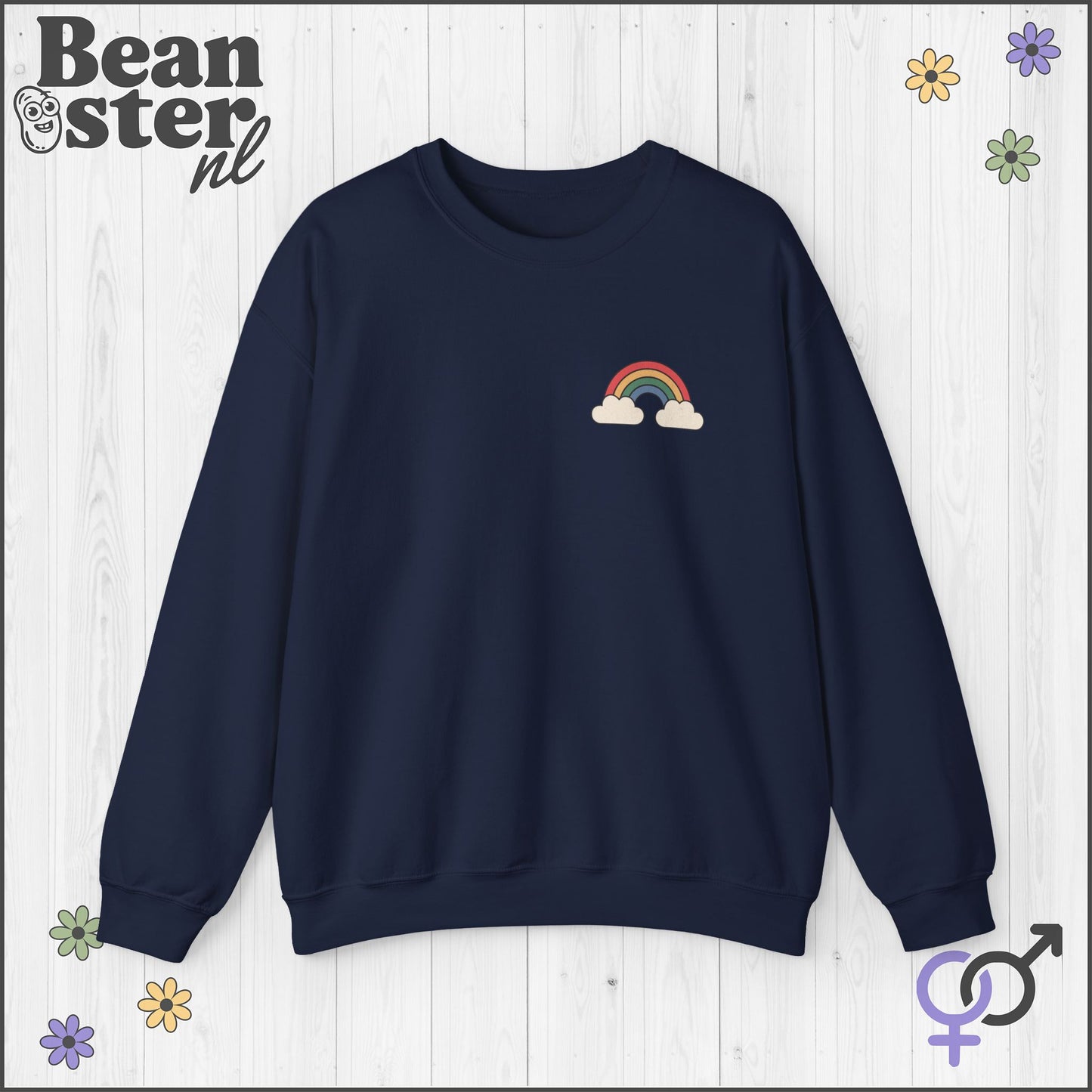 Groovy Flower Sweatshirt – Big Fan of Human Rights Back & Front