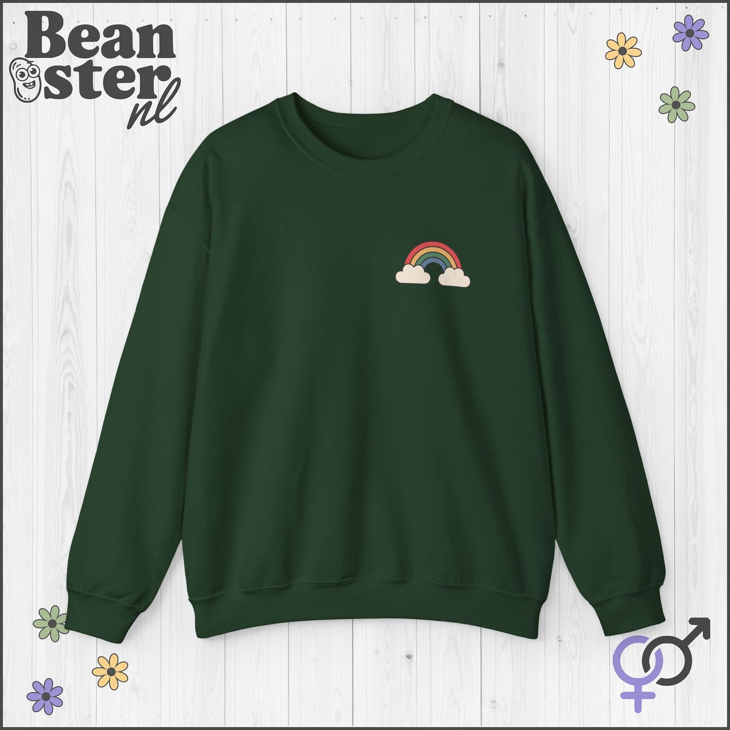 Groovy Flower Sweatshirt – Big Fan of Human Rights Back & Front