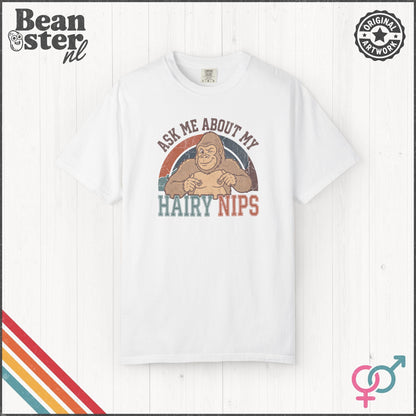 Ask Me About My Hair Nips Shirt - Funny Gorilla Nipple T-Shirt