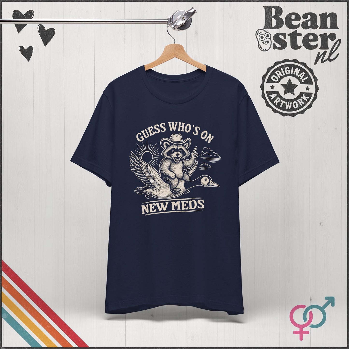 Guess Who’s On New Meds Raccoon Goose Funny Graphic Tee
