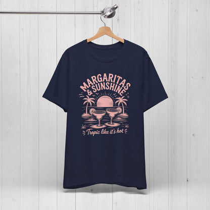 Margaritas and Sunshine Tee – Retro Beach Vibes Shirt 🌞🍹