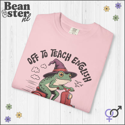 Funny Scooter Frog “Off to Teach English” T-Shirt