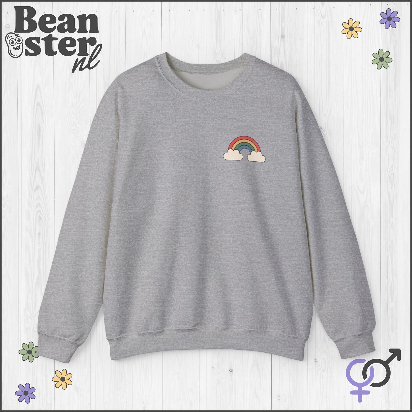 Groovy Flower Sweatshirt – Big Fan of Human Rights Back & Front