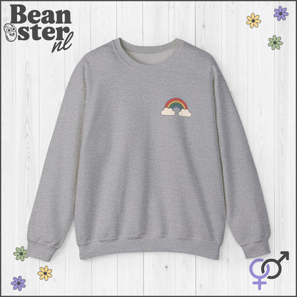 Groovy Flower Sweatshirt – Big Fan of Human Rights Back & Front