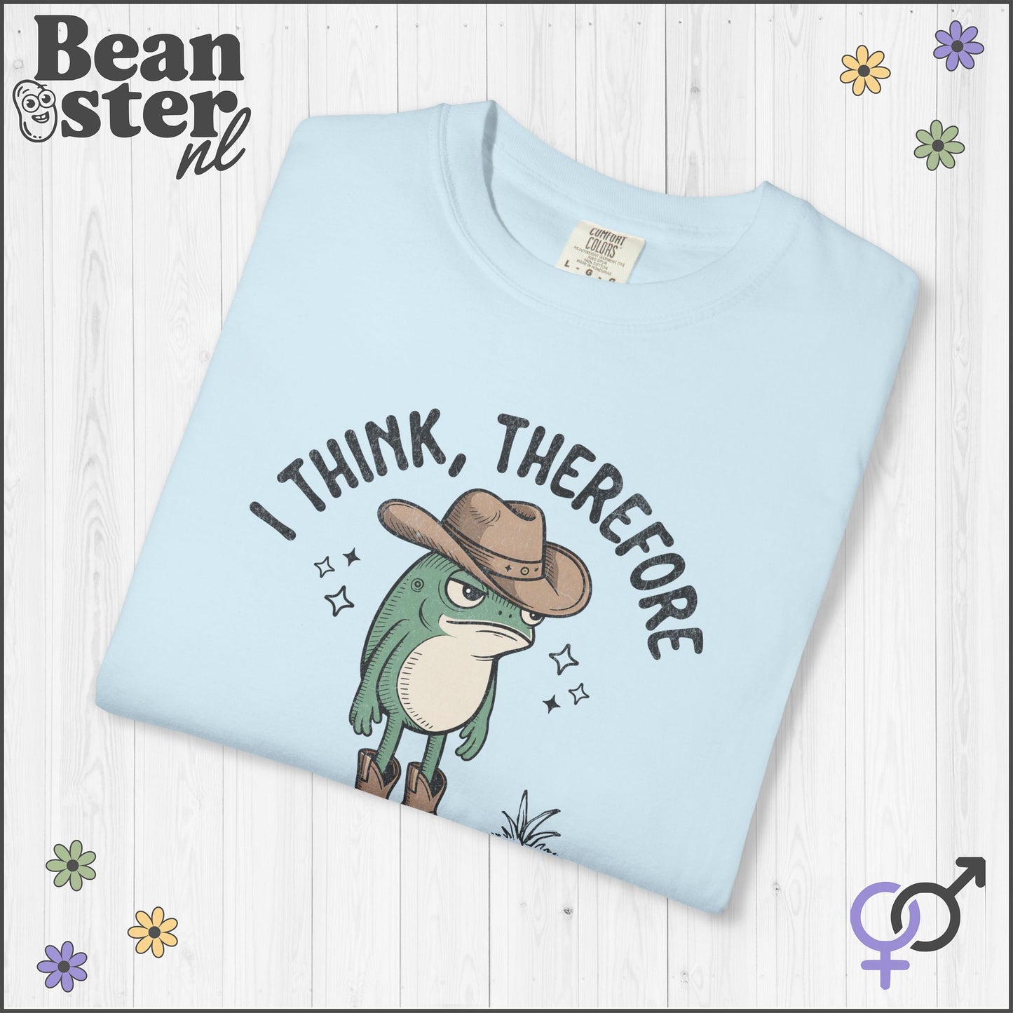 Funny Tired Frog Meme T-Shirt – I Think Therefore I’m Tired AF