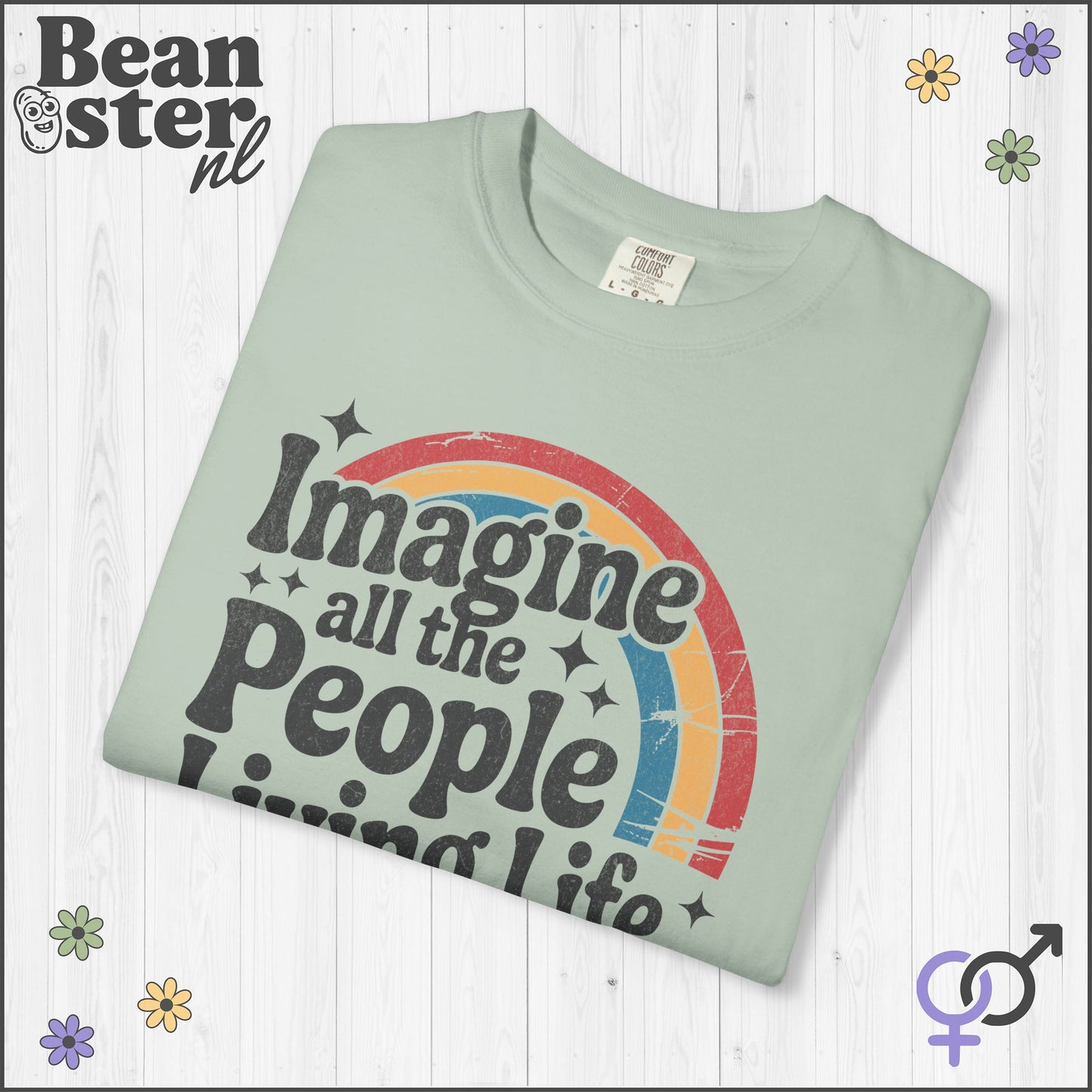 Imagine Peace Activist T-Shirt – Retro Rainbow Design