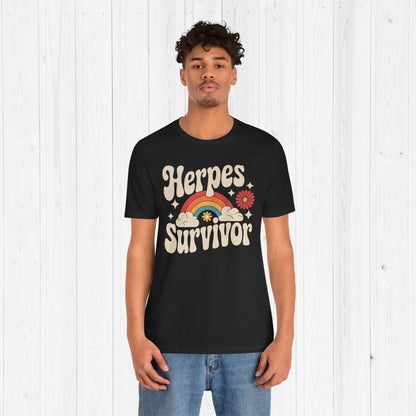 Herpes Survivor T-Shirt – Retro STD Rainbow Tee