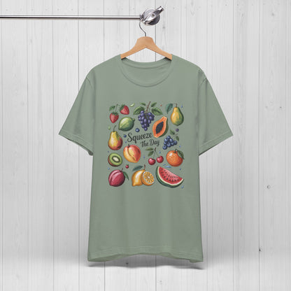 Tropical Summer Fruits Grid Tee – Cute Vegan Style