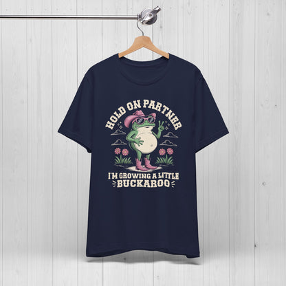 Funny Pregnancy Shirt – Hold On Partner I'm Pregnant Frog Tee