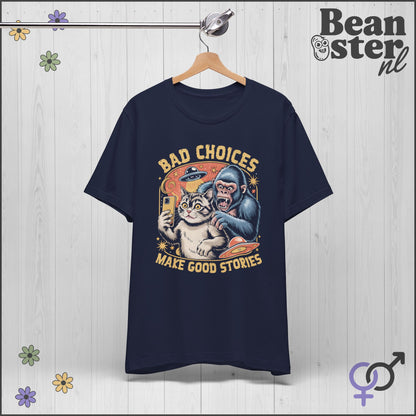 Bad Choices Make Good Stories Gorilla Cat Graphic Tee